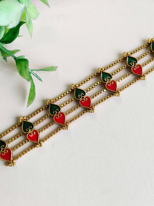 2363GDNKREDGRN Meenakari Necklace Set