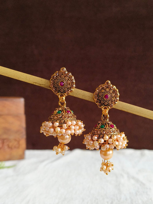 Pearl Golden Jhumka 1854AMJH