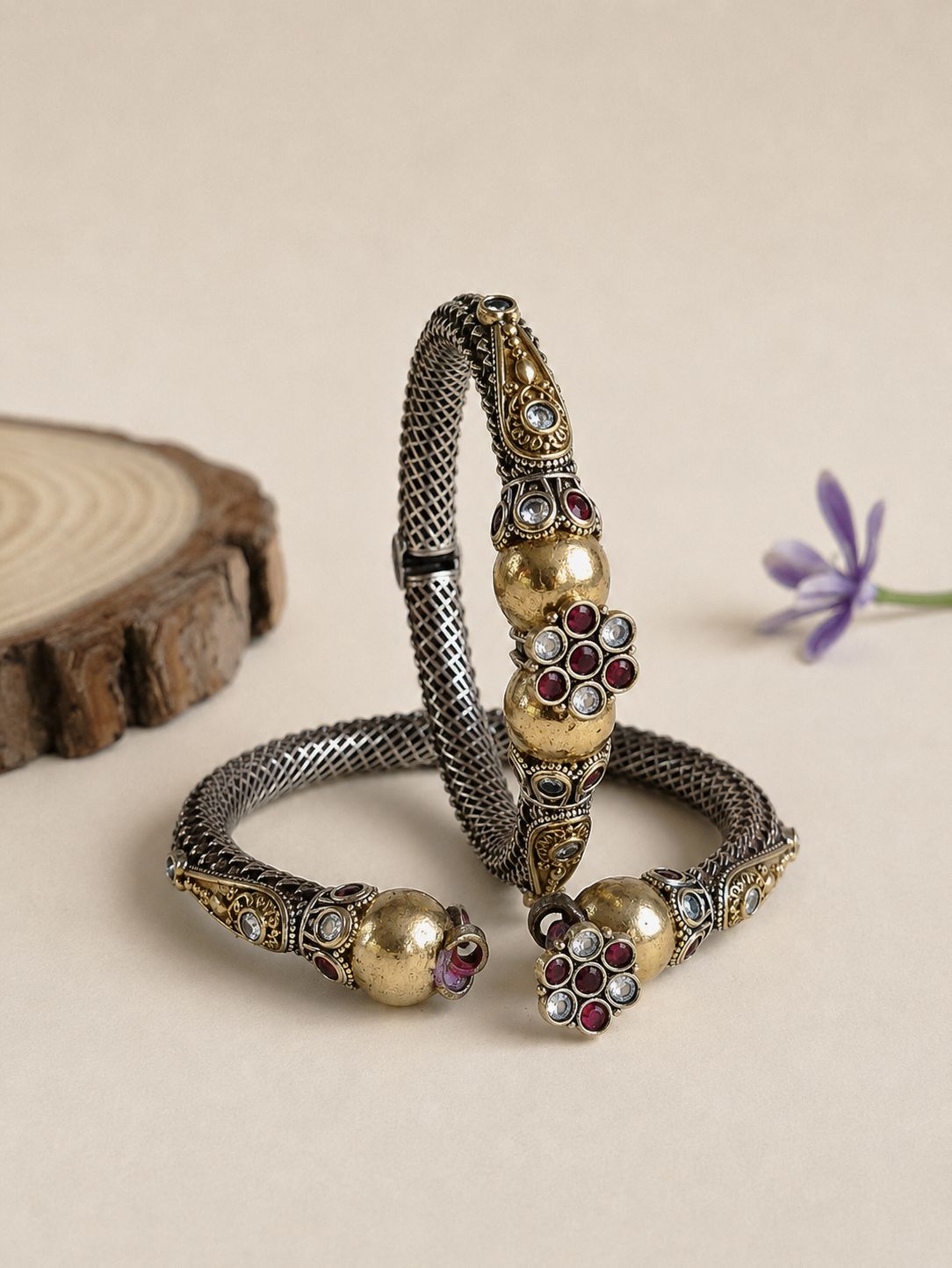 Dual Tone Bangle 10760DTBLREDWHT (openable bangle Price for 1 Pair)
