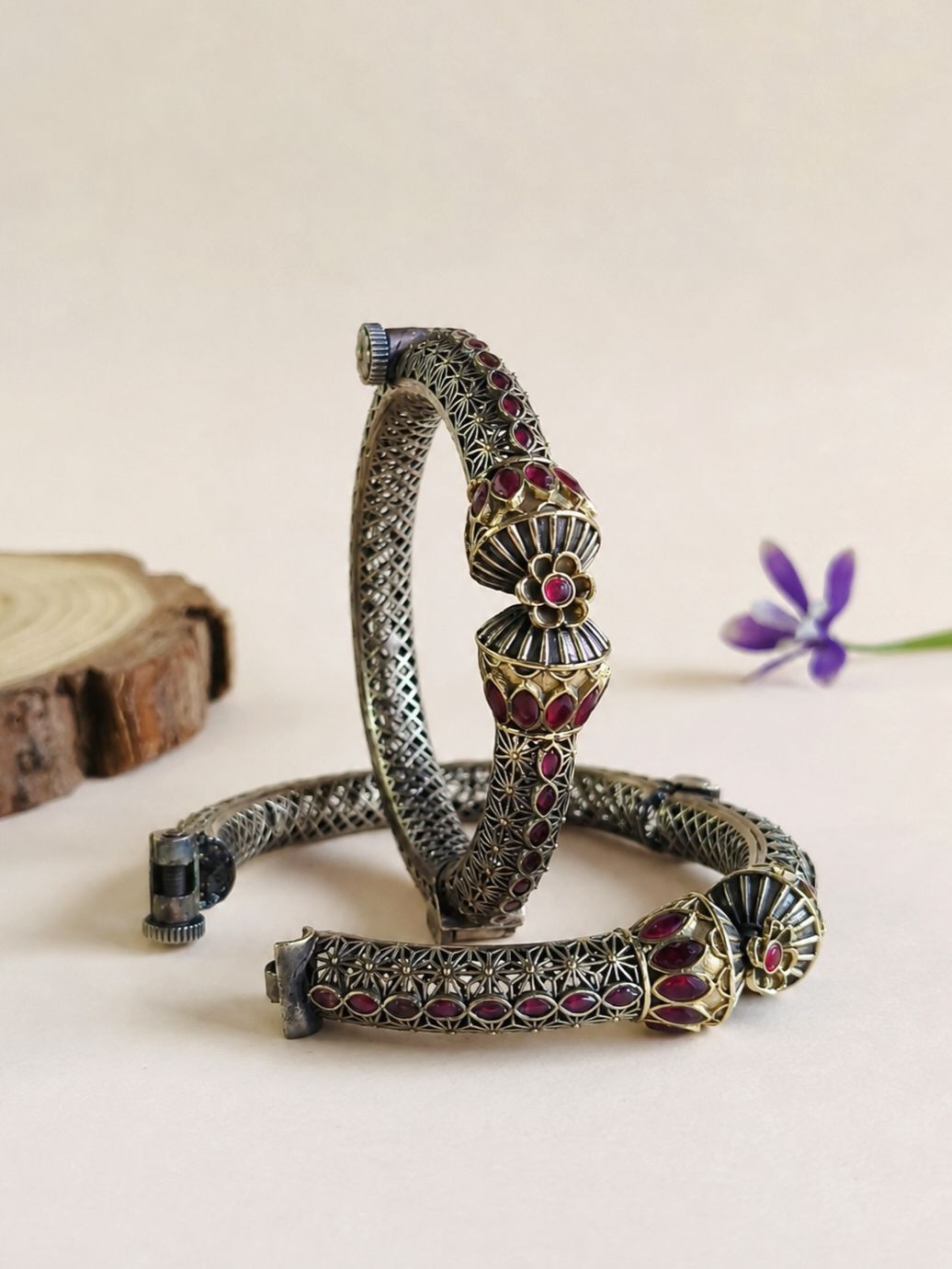 Dual Tone Bangle 10761DTBLRED (openable bangle Price for 1 Pair)