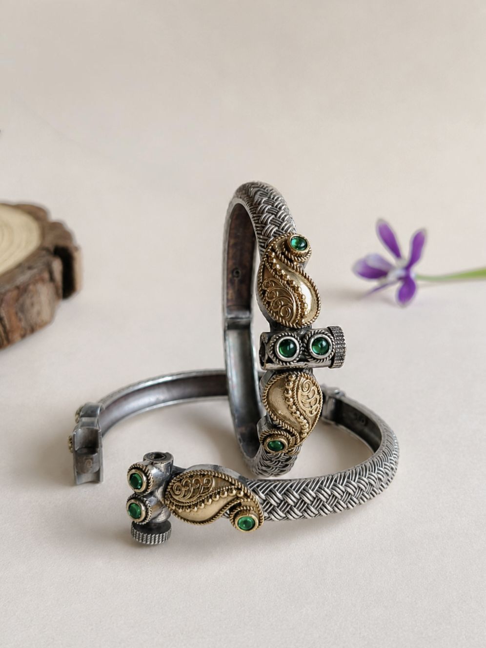 Dual Tone Bangle 10762DTBLGRN (openable bangle Price for 1 Pair)