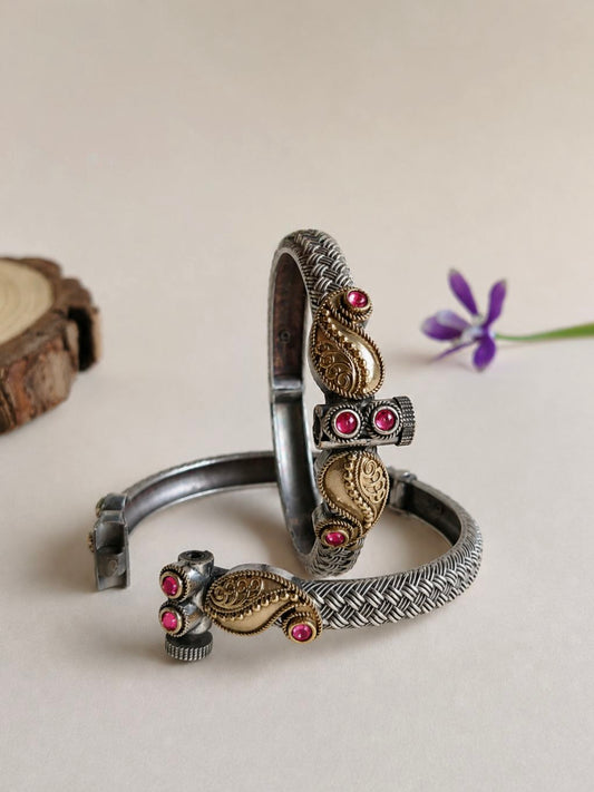 Dual Tone Bangle 10762DTBLRED (openable bangle Price for 1 Pair)