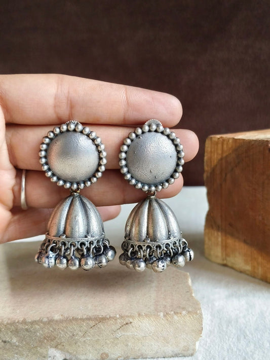 Silver Look Alike Oxidised Earring 10777JH