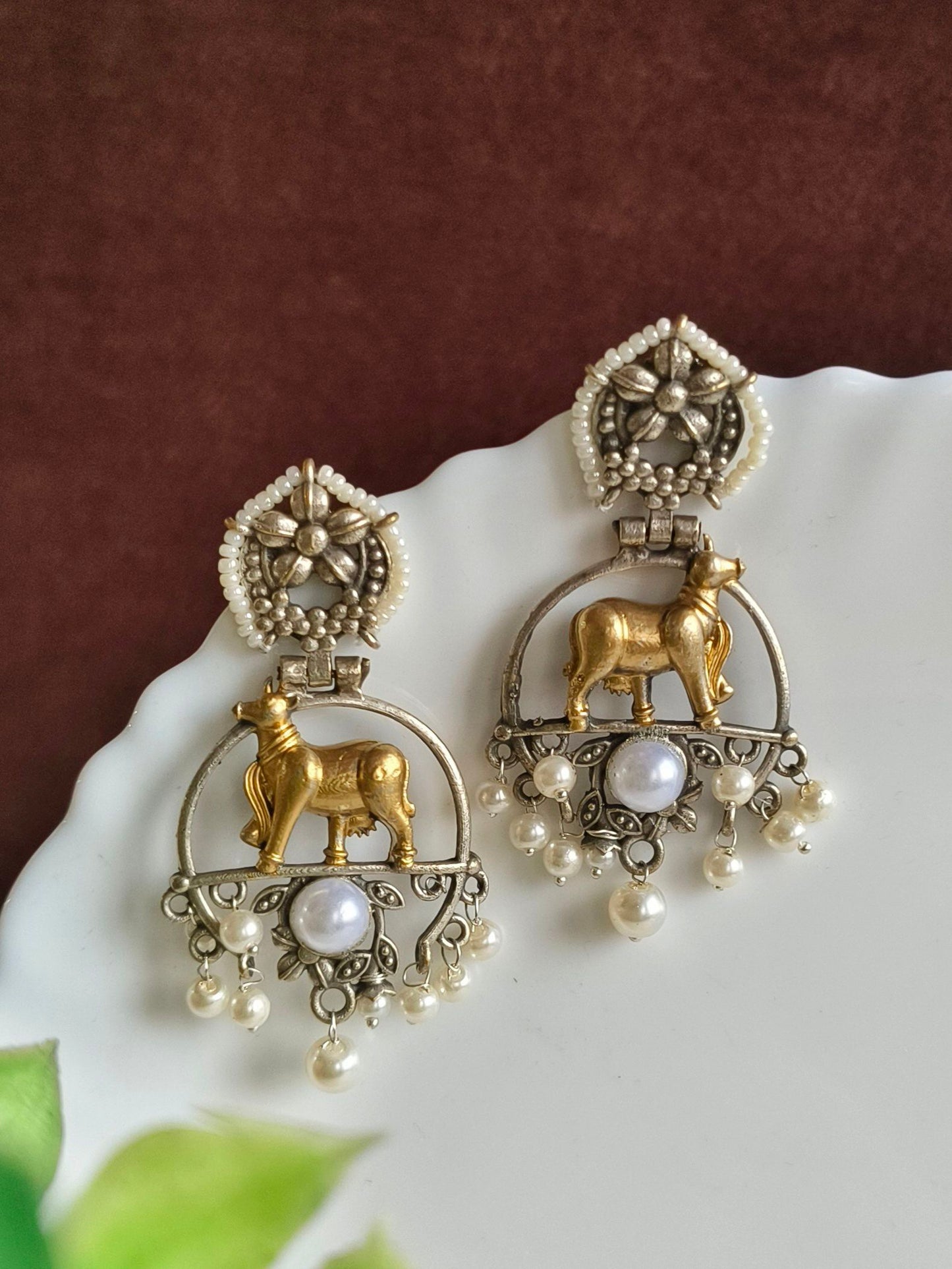 Dual Tone Earring 10785DTDLPRL