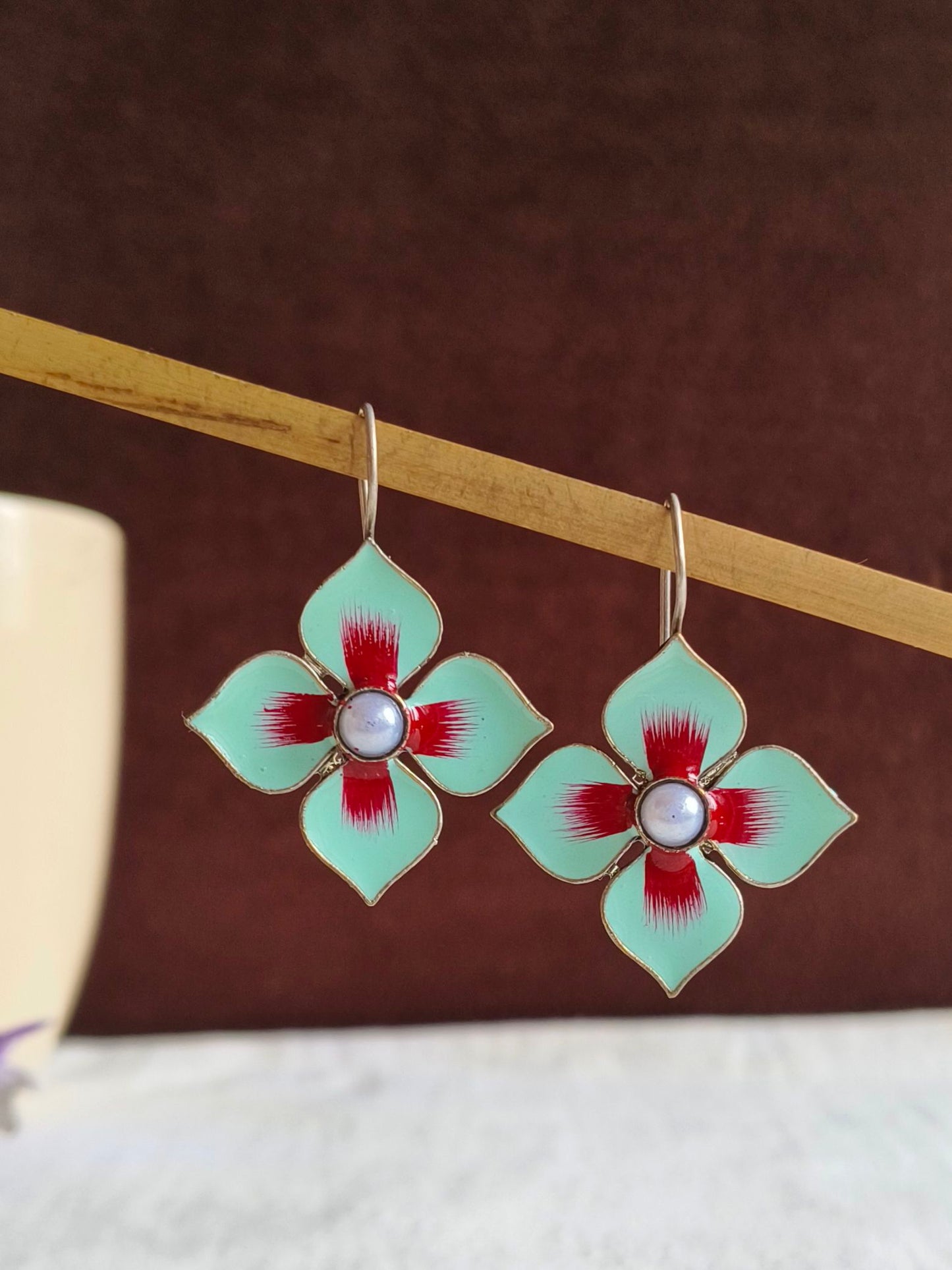 Enamel Hook Earrings 21800MXEMMGRN