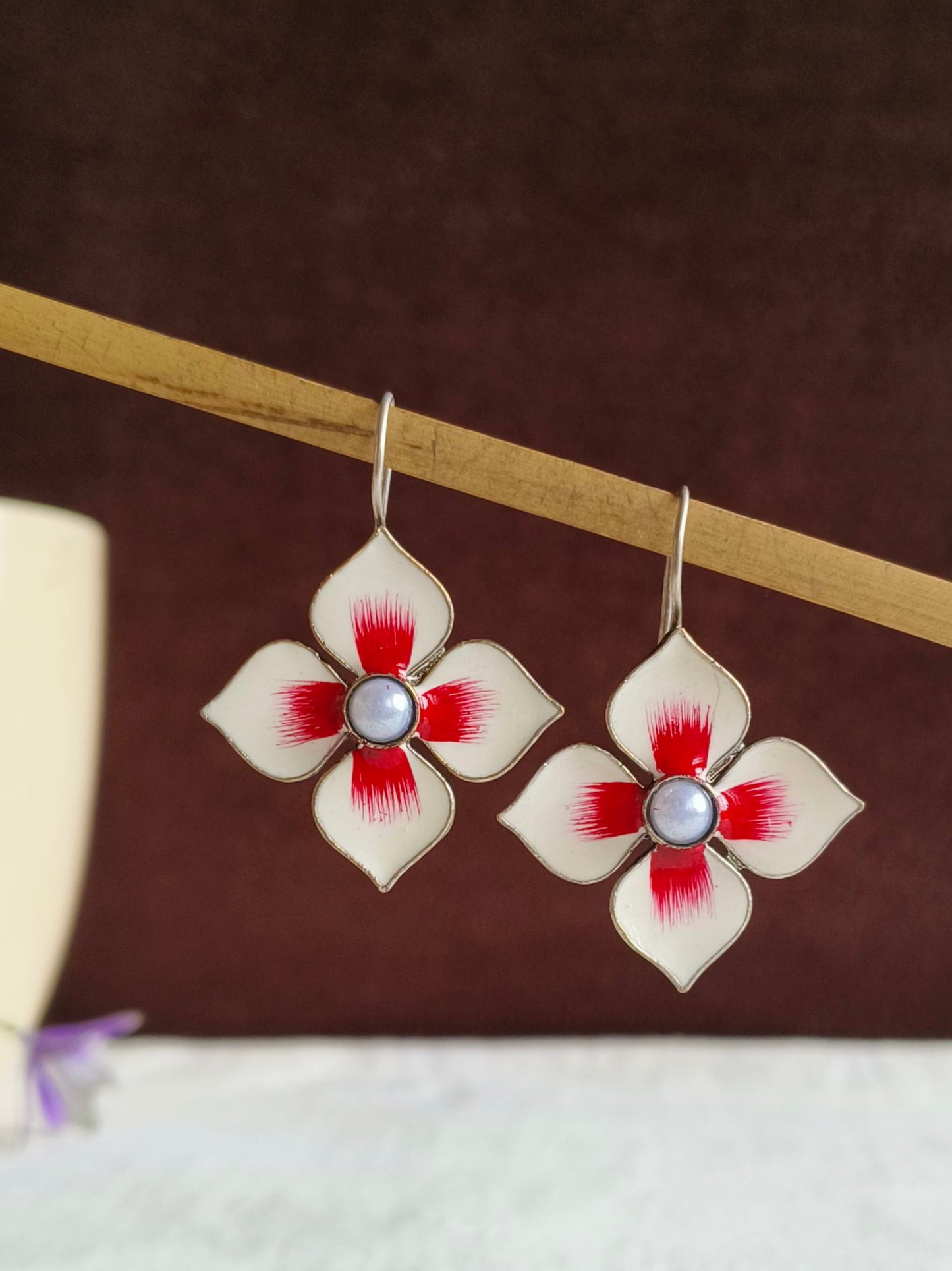 Enamel Hook Earrings 21800MXEMWHT