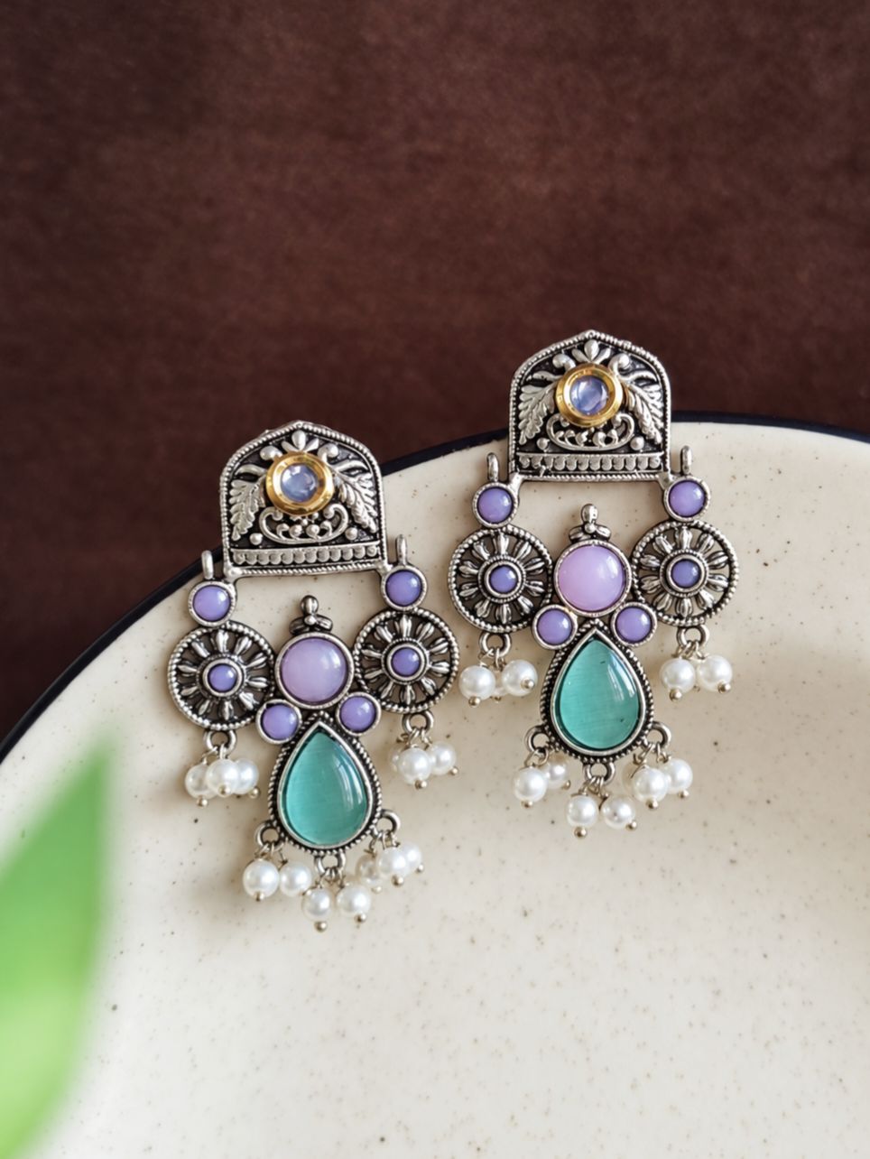 Oxidised Earrings 10845DTDLMBLPNK