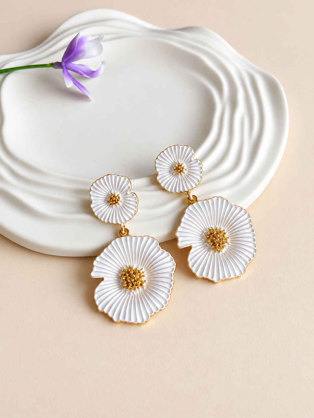 Enamel Stainless Steel Earrings 0333AMDLWHT