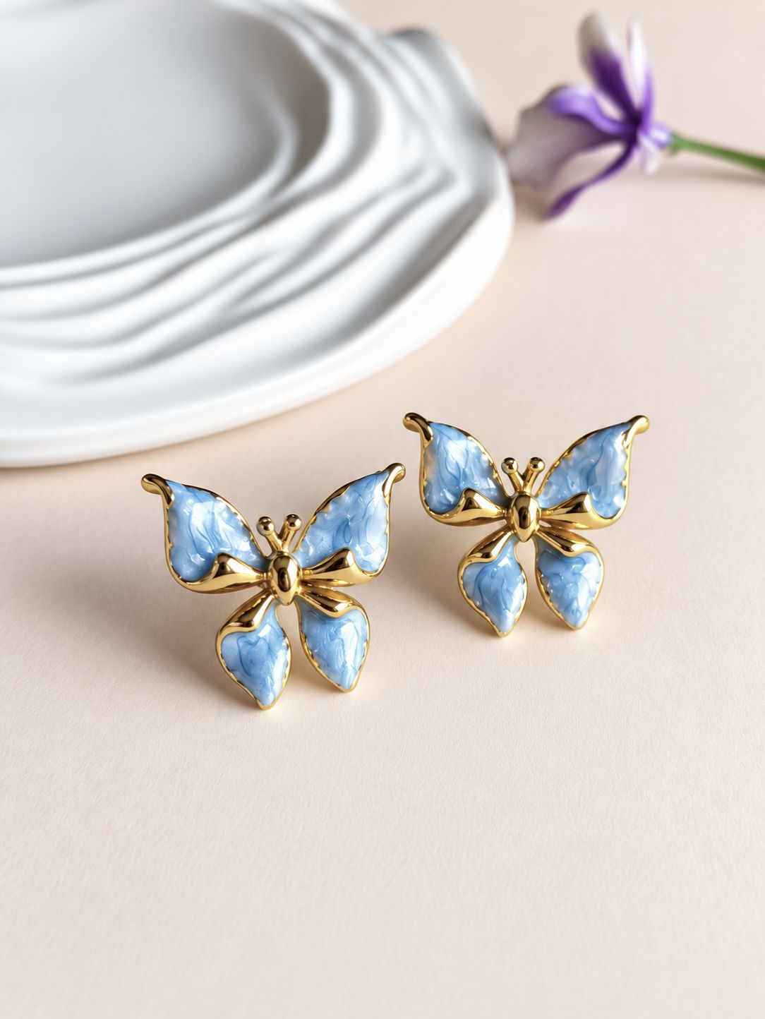 Enamel Stainless Stell Earrings 0512AMSTBLU