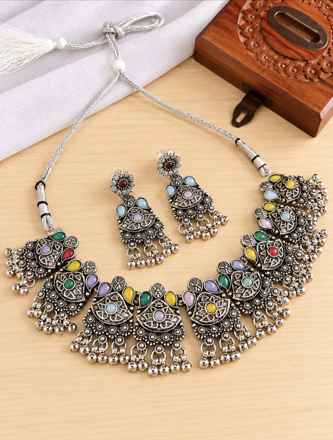 Oxidised Necklace 3247GSNKMLT