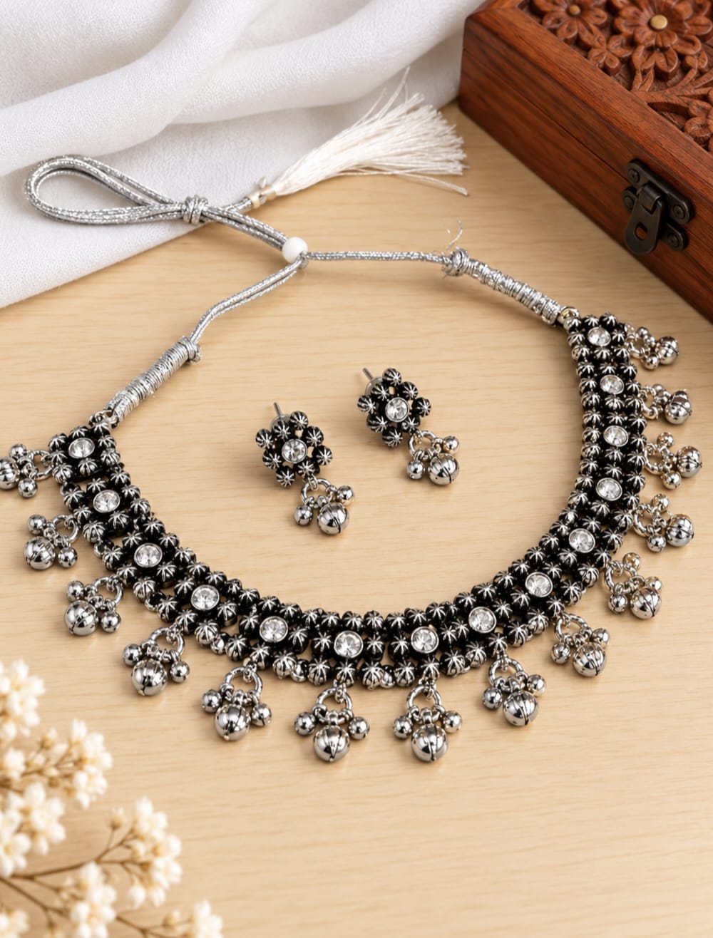 Oxidised Necklace 3241GSNKWHT