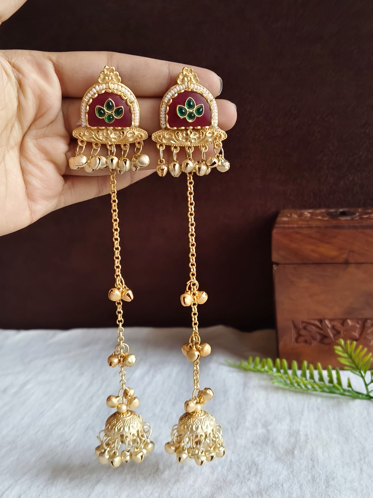Kashmiri Earrings 1308RED