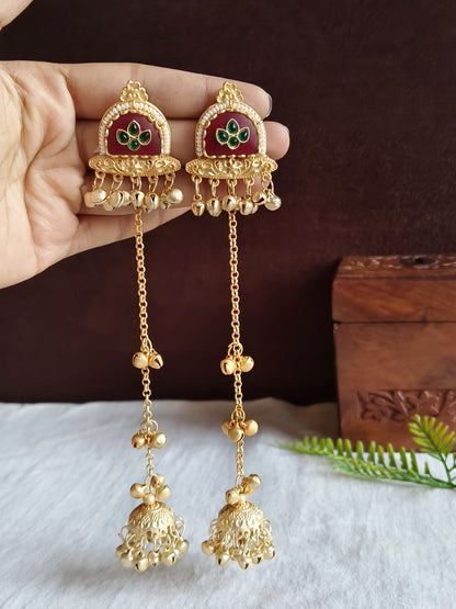 Kashmiri Earrings 1308RED