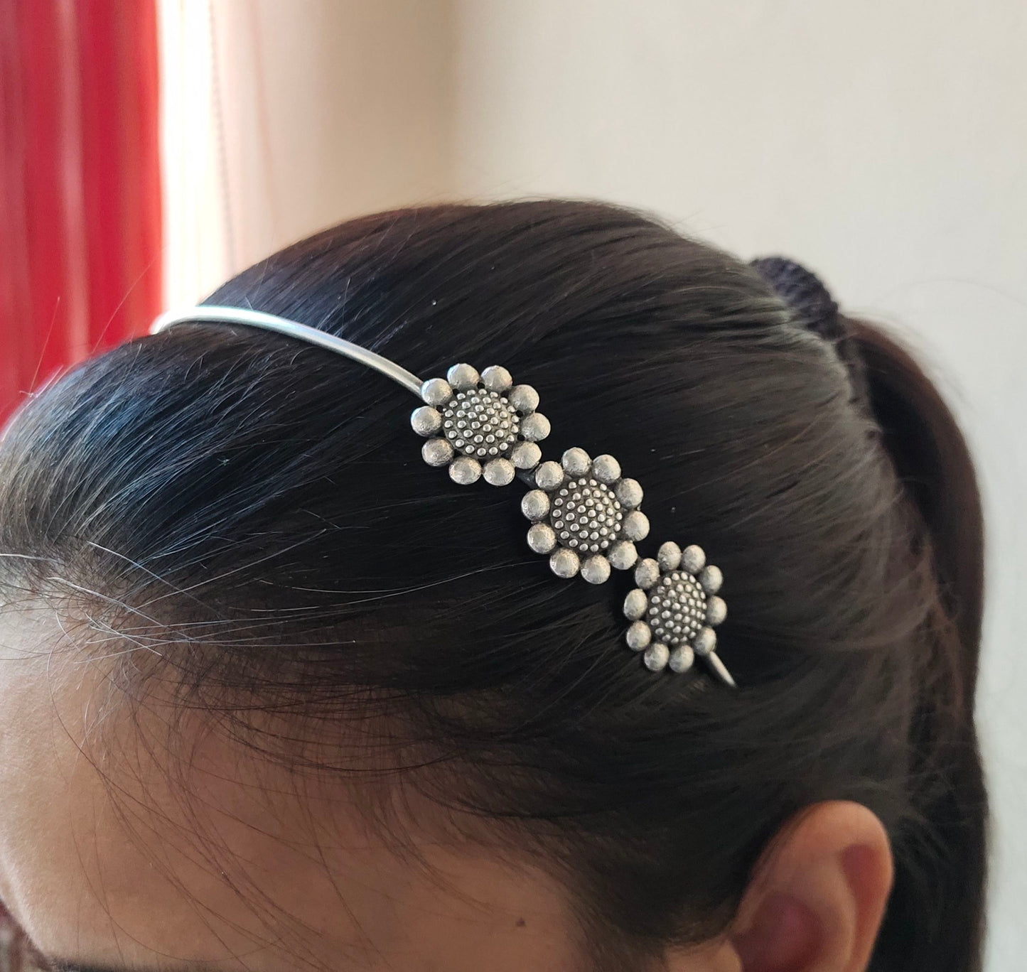 0859HB Silver look alike brass Hair Band