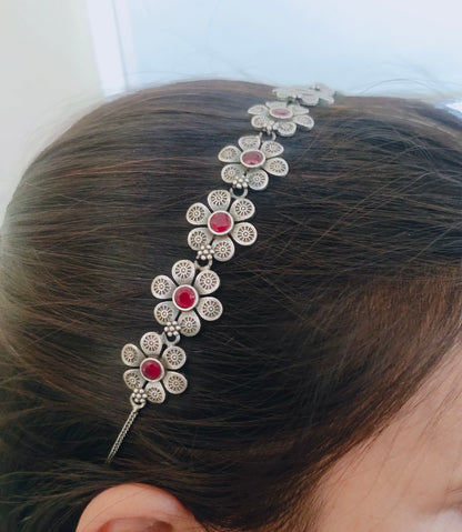 0866HPRED  Silver plated premium Quality matha Patti