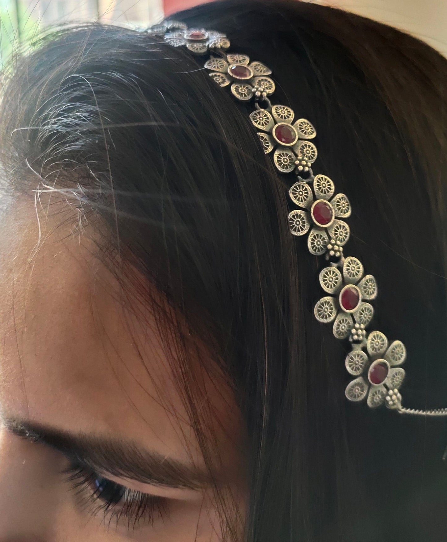 0866HPRED  Silver plated premium Quality matha Patti