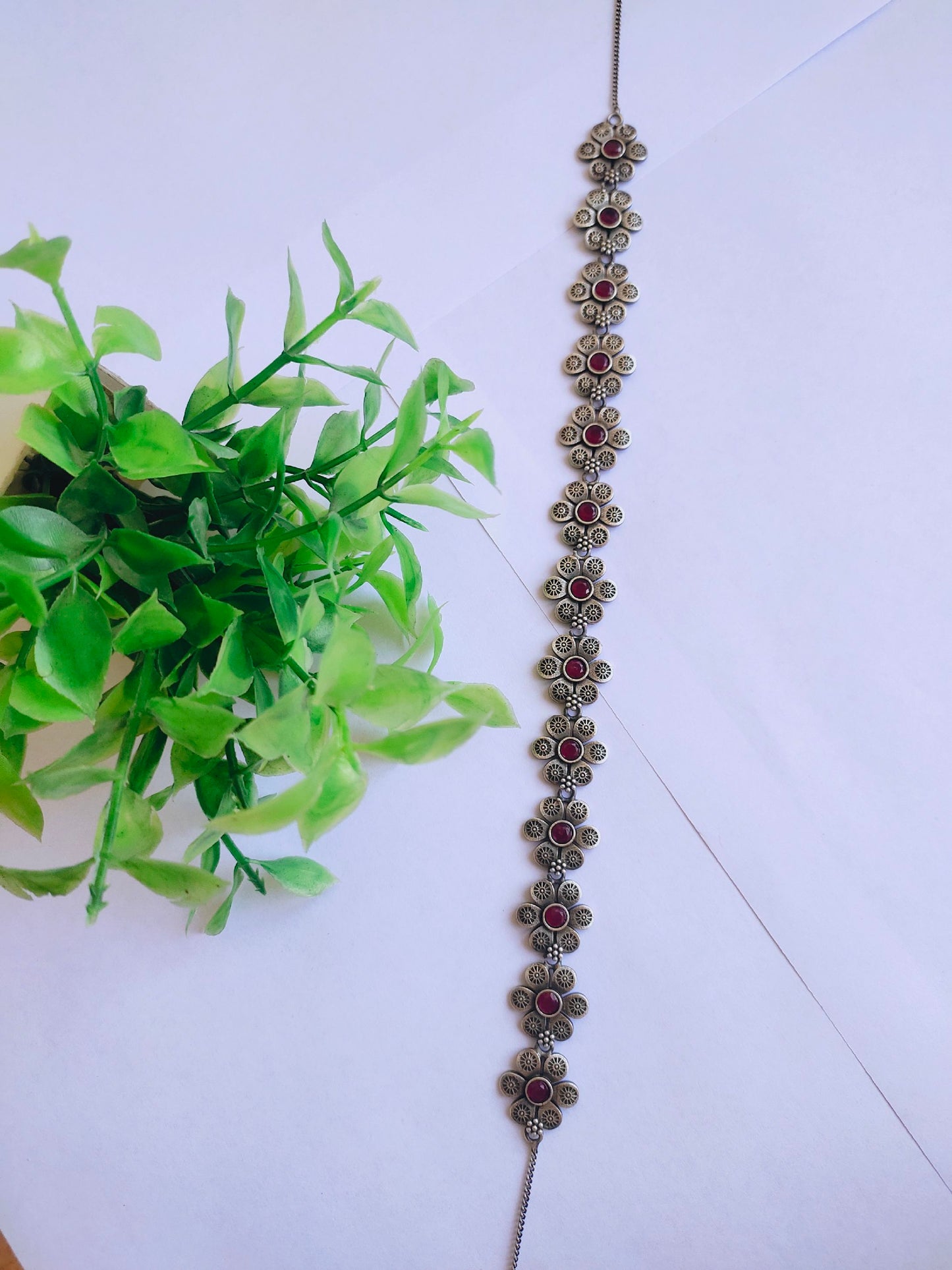 0866HPRED  Silver plated premium Quality matha Patti