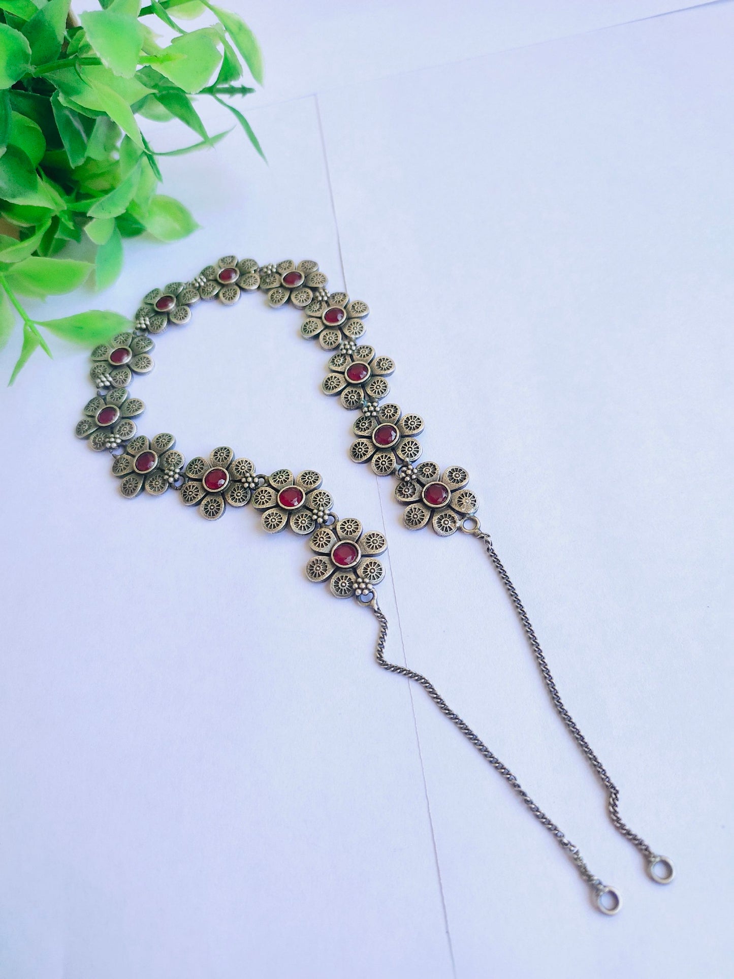 0866HPRED  Silver plated premium Quality matha Patti