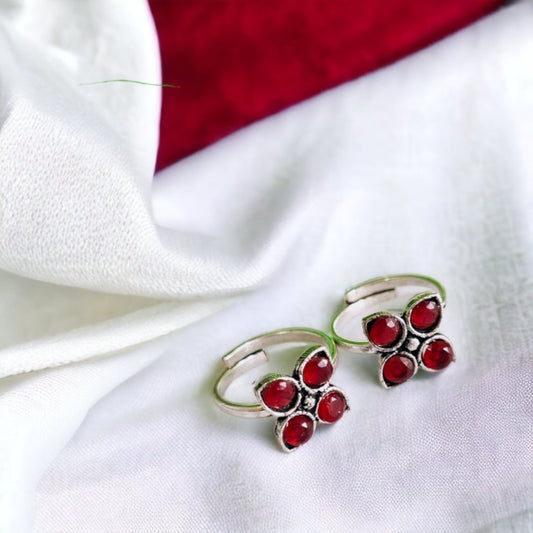 0992TRRED toe rings Pair