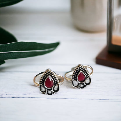 1016TRRED toe rings Pair