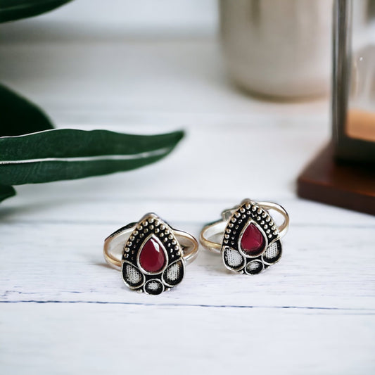 1016TRRED toe rings Pair