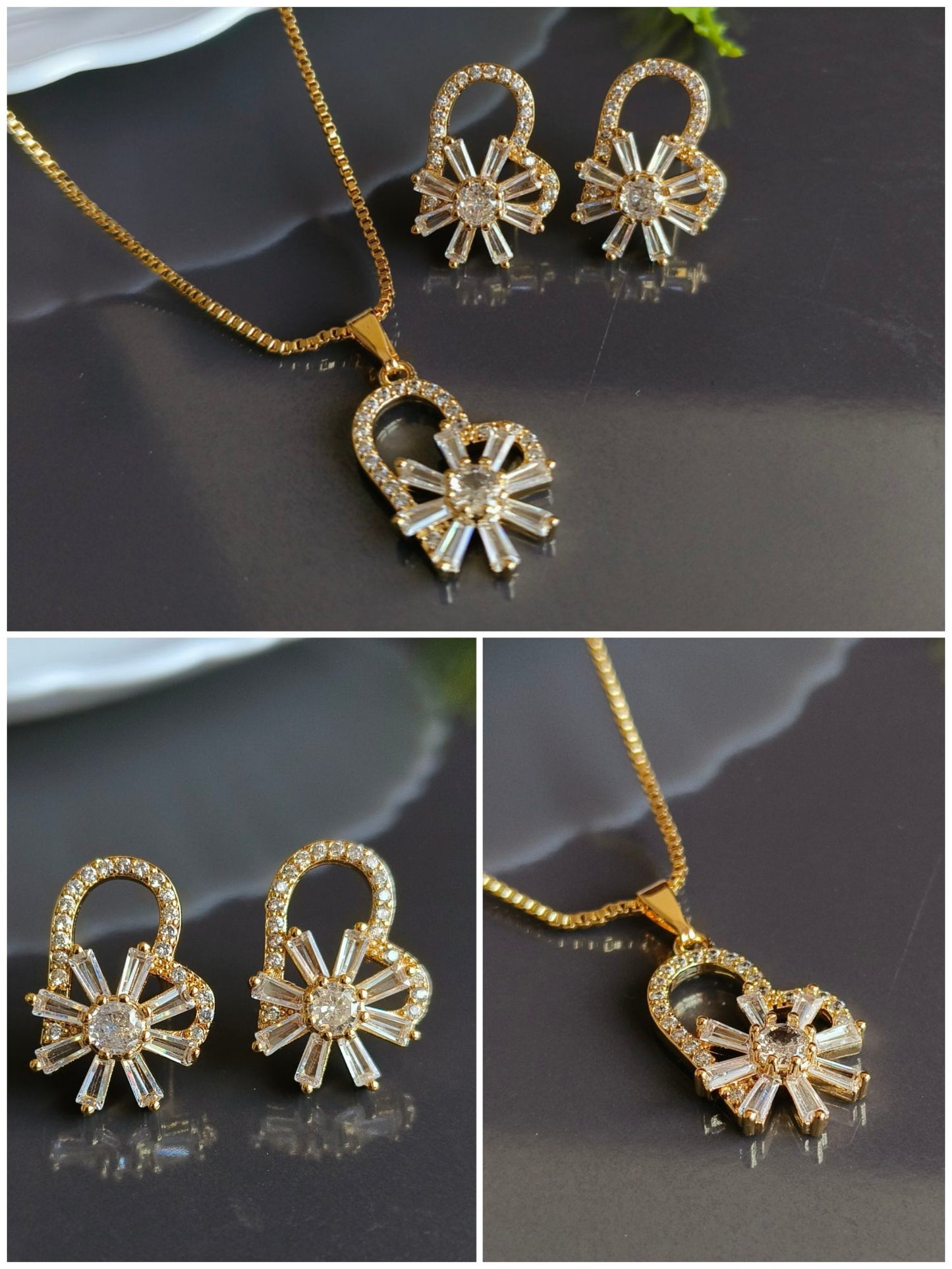 5043VGPD Price For 1 Set ( Chain Pendant With Stud Earrings )