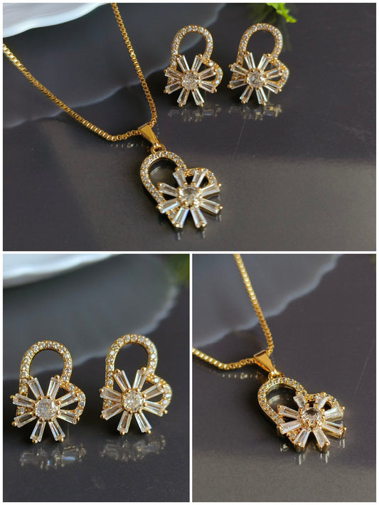 5043VGPD Price For 1 Set ( Chain Pendant With Stud Earrings )