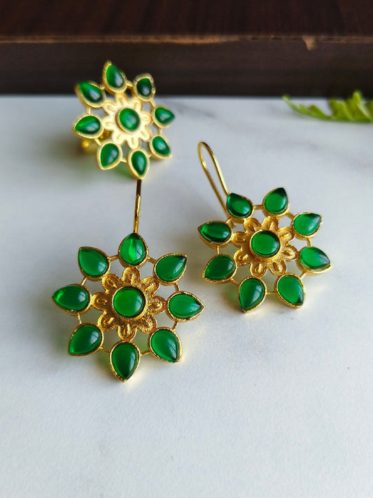 0006GDHKFRGRN Hook Earrings With Finger Ring