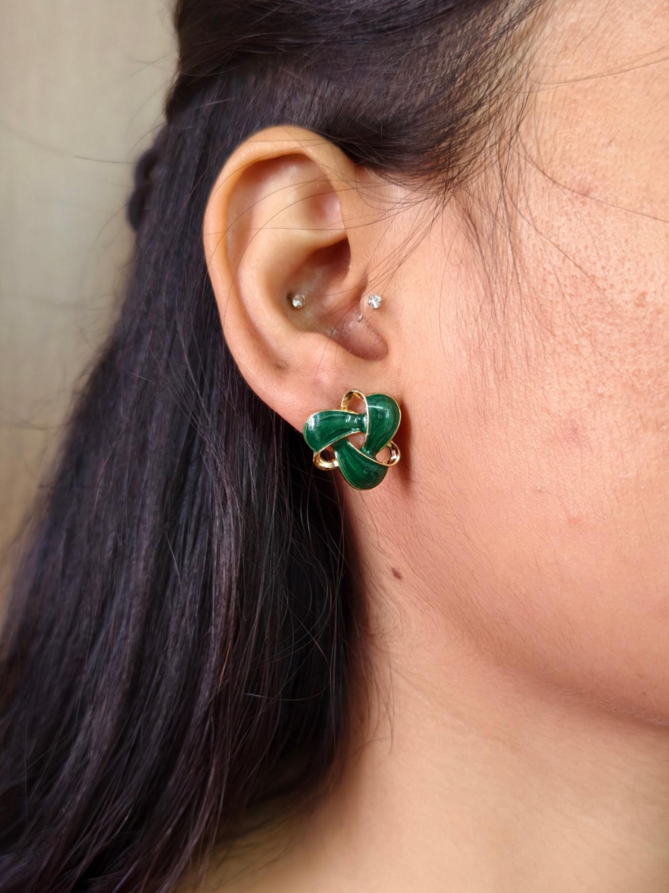 Korean Earrings 1551AMSTGDGRN