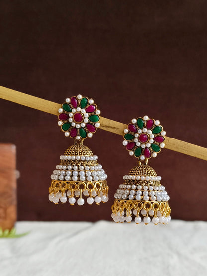 Pearl Golden Jhumka 1849AMJH