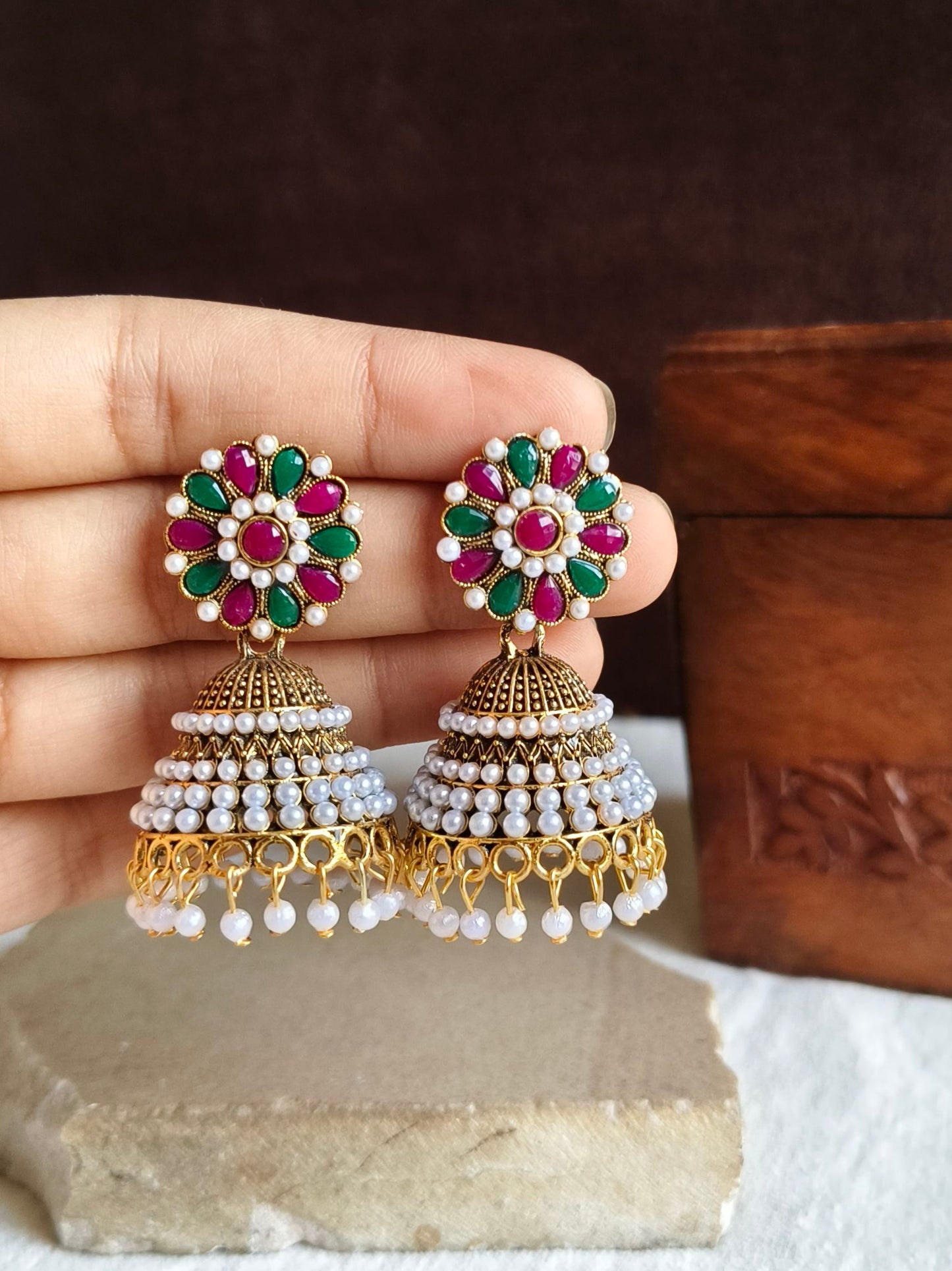 Pearl Golden Jhumka 1849AMJH
