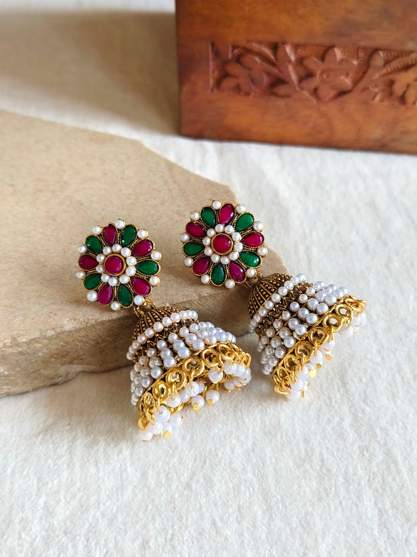 Pearl Golden Jhumka 1849AMJH
