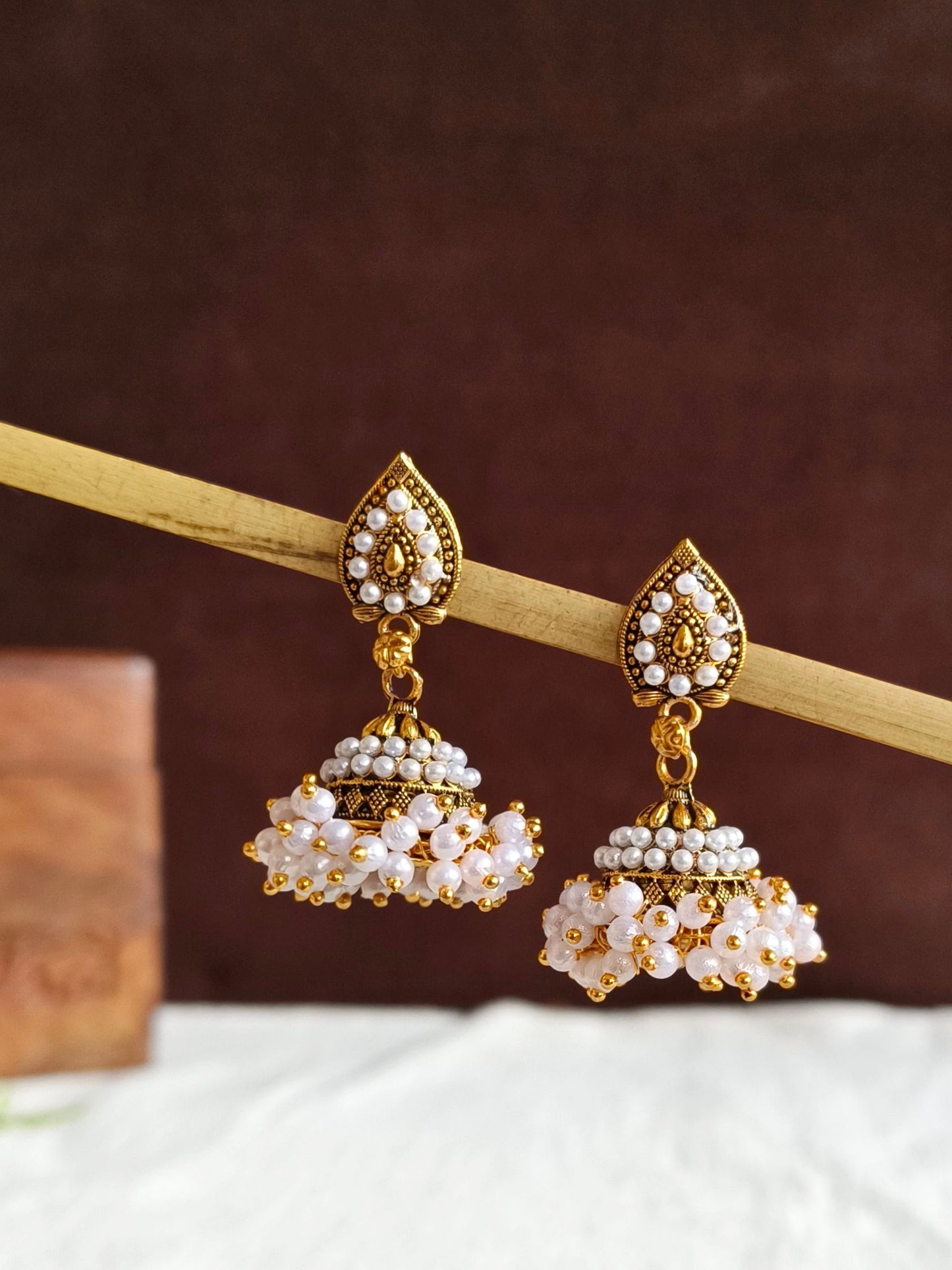 Pearl Golden Jhumka 1853AMJH