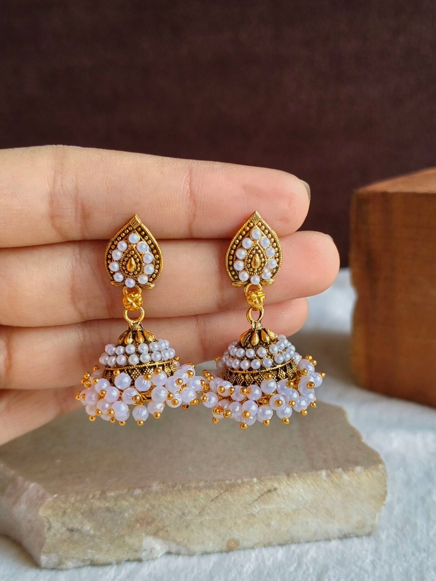 Pearl Golden Jhumka 1853AMJH