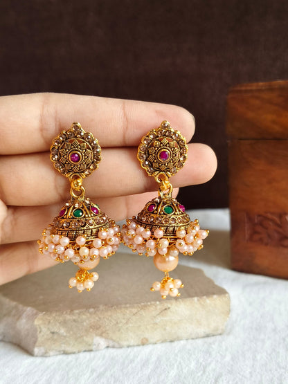 Pearl Golden Jhumka 1854AMJH