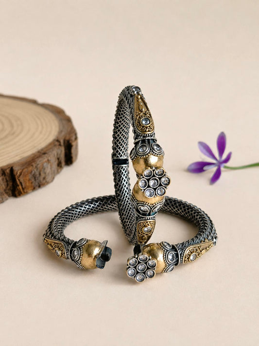 Dual Tone Bangle 10760DTBLWHT (openable bangle Price for 1 Pair)