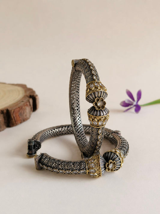Dual Tone Bangle 10761DTBLWHT (openable bangle Price for 1 Pair)