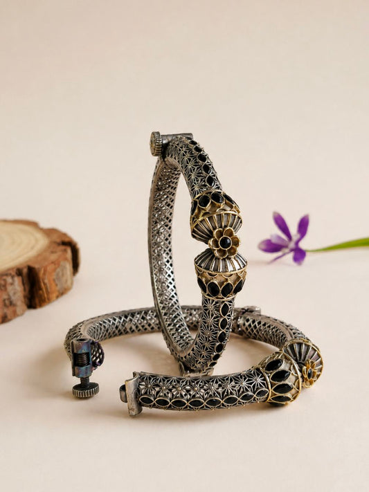 Dual Tone Bangle 10761DTBLBLK (openable bangle Price for 1 Pair)