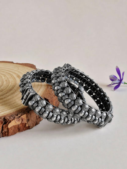 Set of 2 Pcs Silver Replica Bangles 10764BL (openable bangle Price for 1 Pair)
