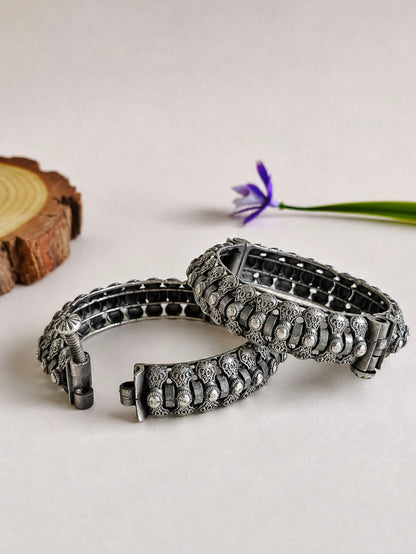 Set of 2 Pcs Silver Replica Bangles 10764BL (openable bangle Price for 1 Pair)