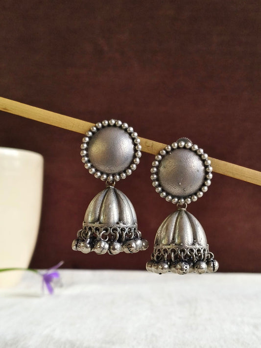 Silver Look Alike Oxidised Earring 10777JH