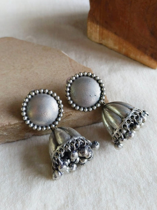 Silver Look Alike Oxidised Earring 10777JH
