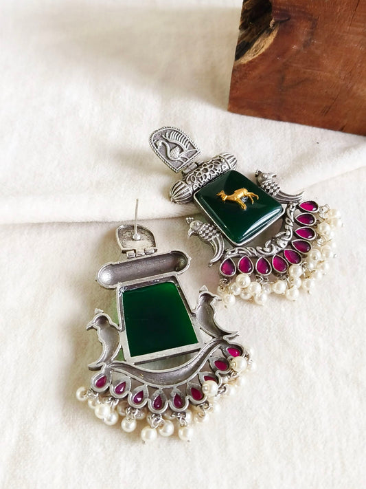 Dual Tone Earring 10779DTDLREDGRN