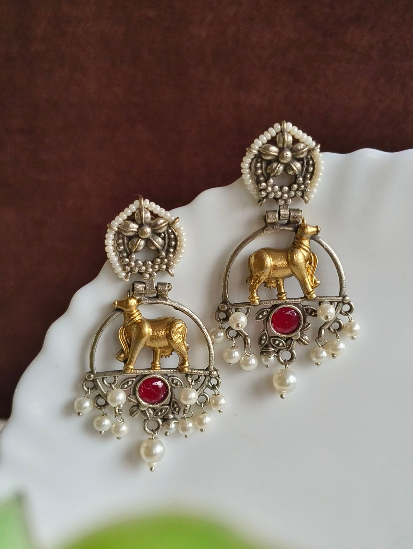 Dual Tone Earring 10785DTDLRED