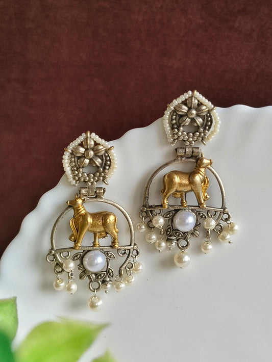 Dual Tone Earring 10785DTDLPRL