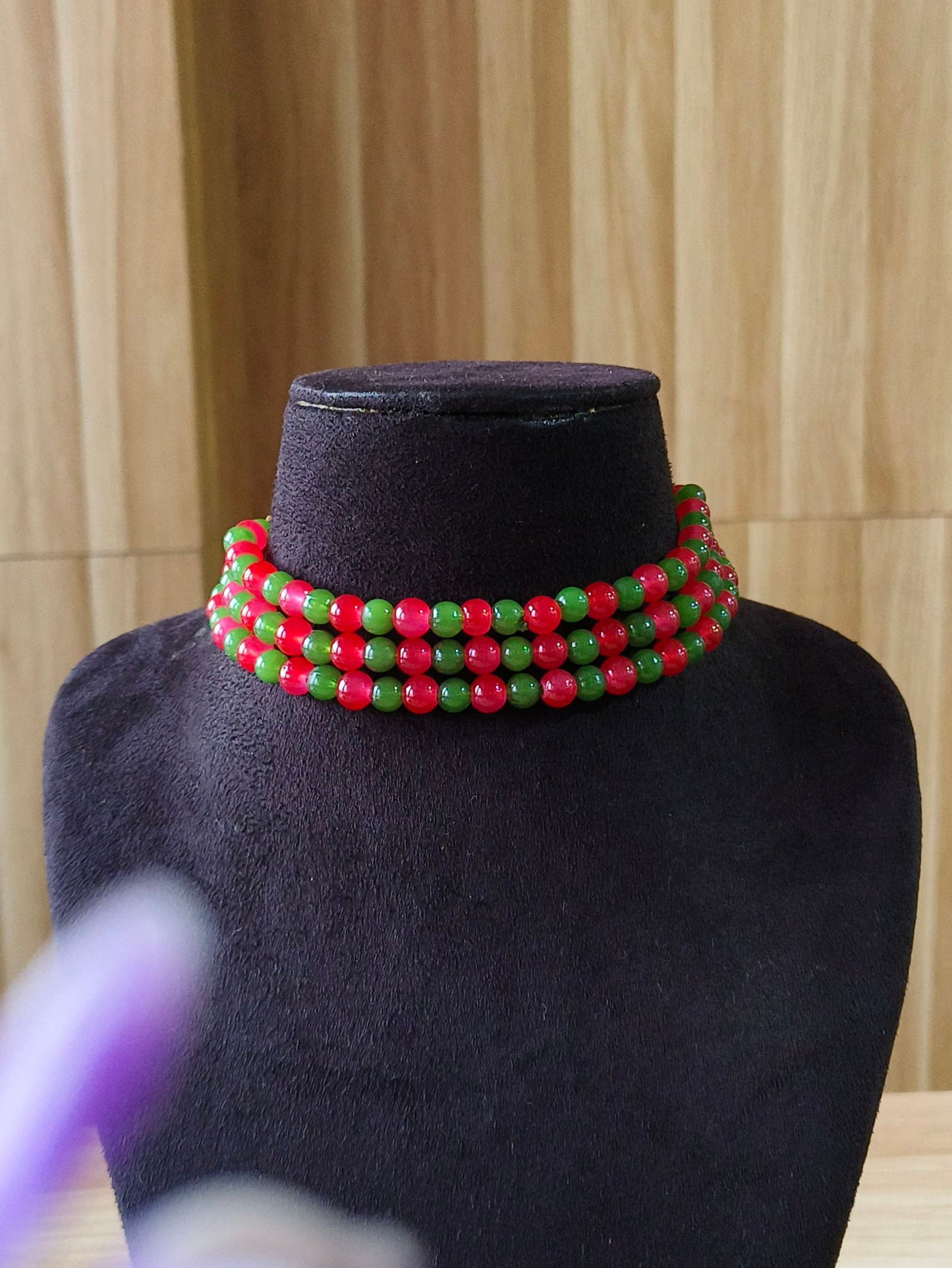 Beaded Chokar Necklace 21771MXNKREDGRN (Stock Clearance)