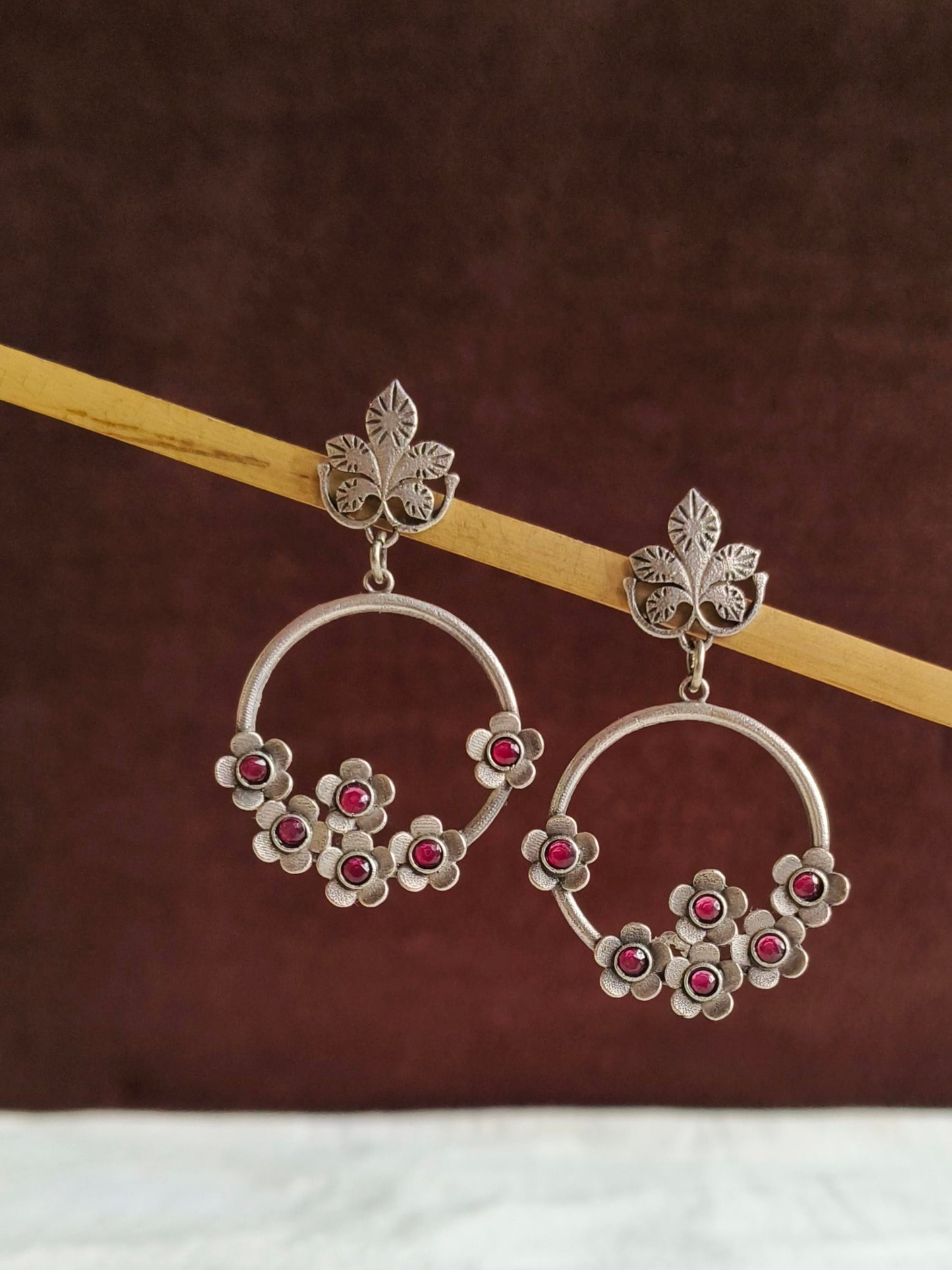 Oxidised Earrings 21775MXDLRED (Stock Clearance)