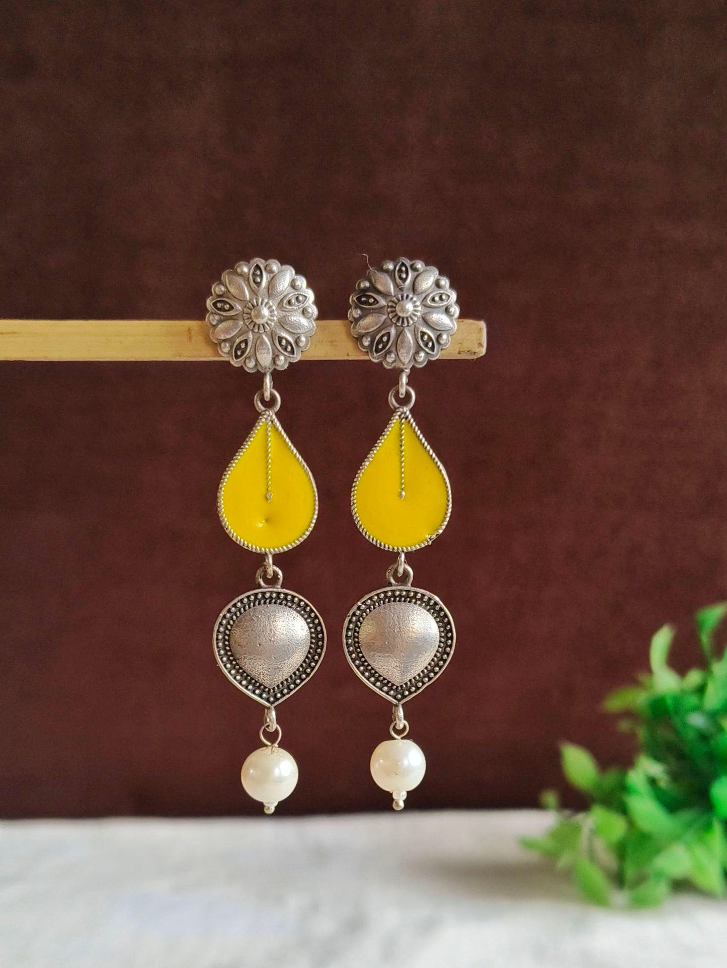 Enamel Earrings 21781MXEMDLYLW (Stock Clearance)