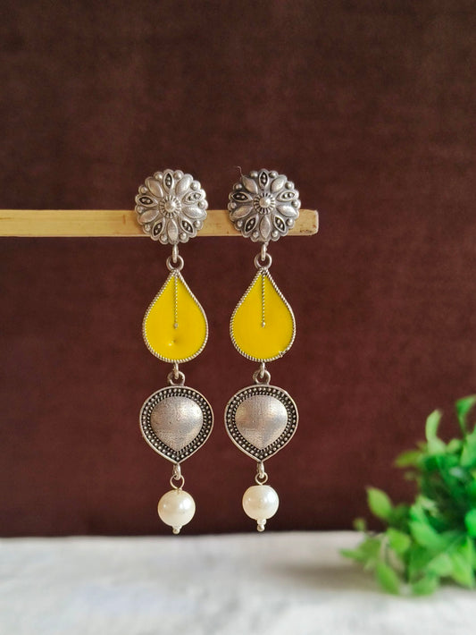Enamel Earrings 21781MXEMDLYLW (Stock Clearance)