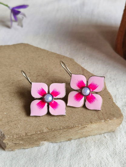 Enamel Hook Earrings 21800MXEMPNK